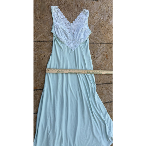 Soft Surroundings Women’s Nightgown Medium Aqua Blue Lace Bodice Maxi Length - Picture 5 of 7